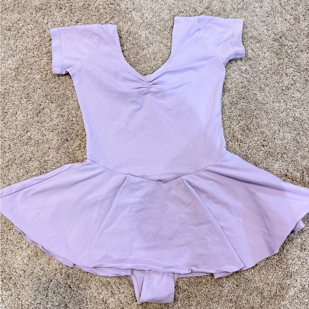 Girls Lavender Ballet Leotard Dress with Attached Skirt Snap Bottom Size 160cm